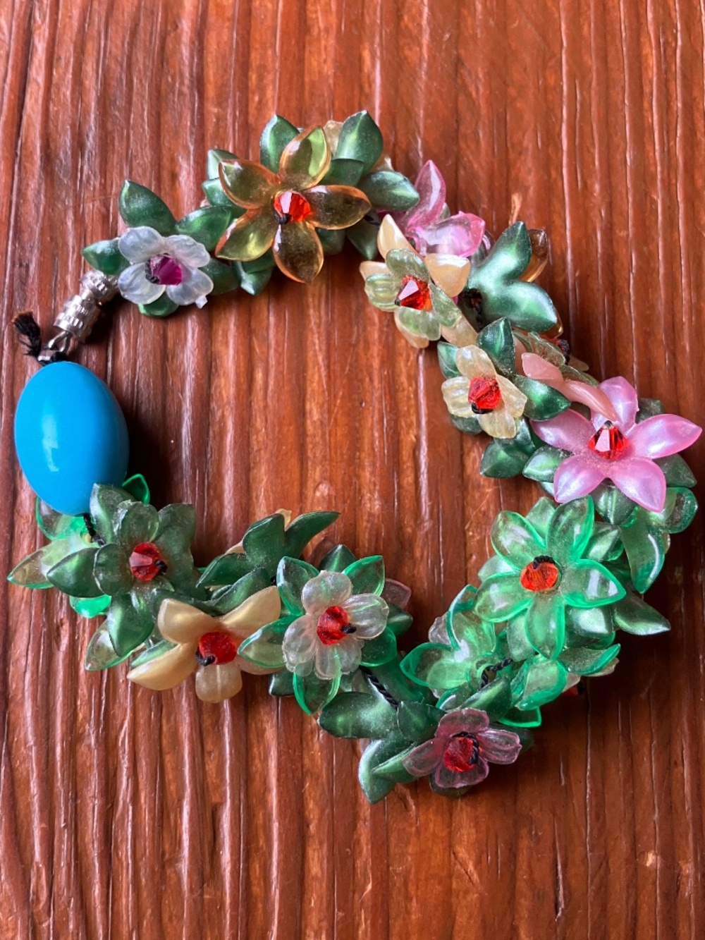 Whimsical 3D Flower & Leaf Beaded Statement Bracelet - Picture 2 of 12